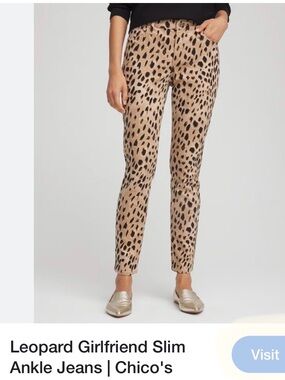Chico's Beige Leopard Print Slim Ankle Pants